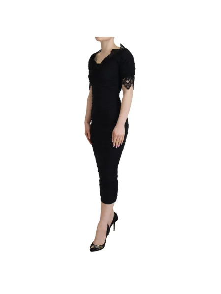 Jedwabna sukienka midi Dolce And Gabbana czarna