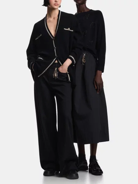 Широкі джинси Emporio Armani бавовна/ліоцел чорний