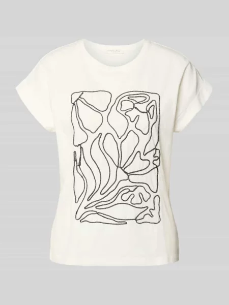 T-shirt z haftem i okrągłym dekoltem Christian Berg Woman biała