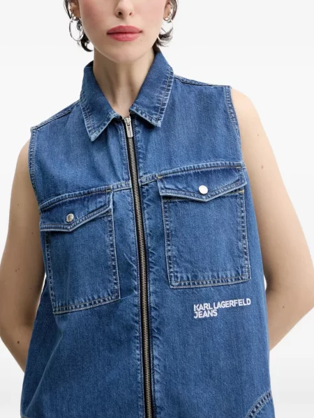 Дънкова рокля Karl Lagerfeld Jeans без ръкави синьо
