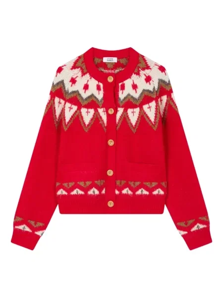 Cardigan Studio Tomboy cu decolteu rotund roșu