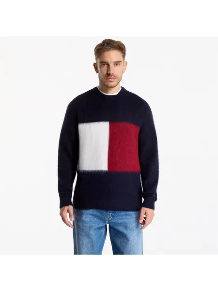 Sweter Tommy Hilfiger Alpaca Blend Big Flag Crew Neck Desert Sky L