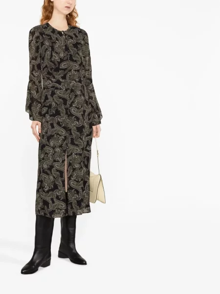 Raštuota midi suknelė Michael Kors su paisley raštu iki kelių žalia