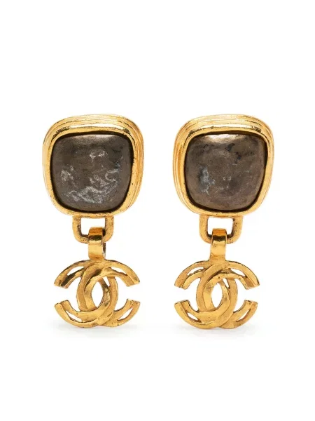 Náušnice Chanel Pre-owned s kamínky zlaté