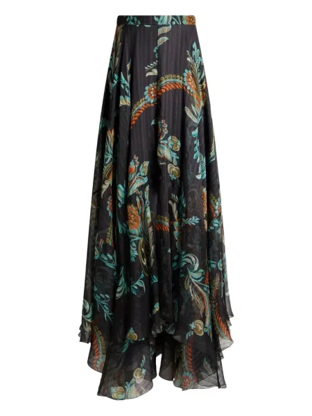 Fusta maxi Etro cu model floral cu imagine negru