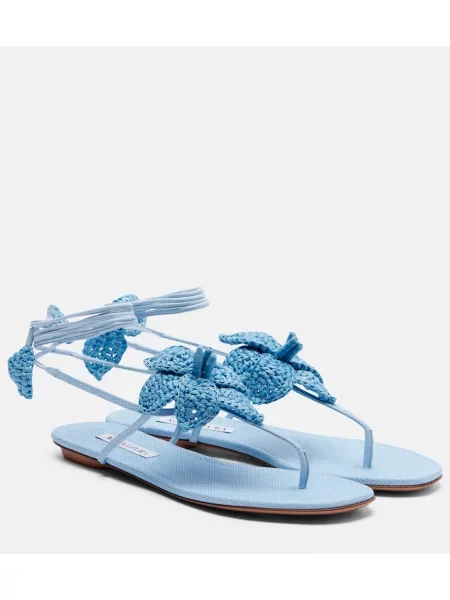 Usnjene sandali Aquazzura modra
