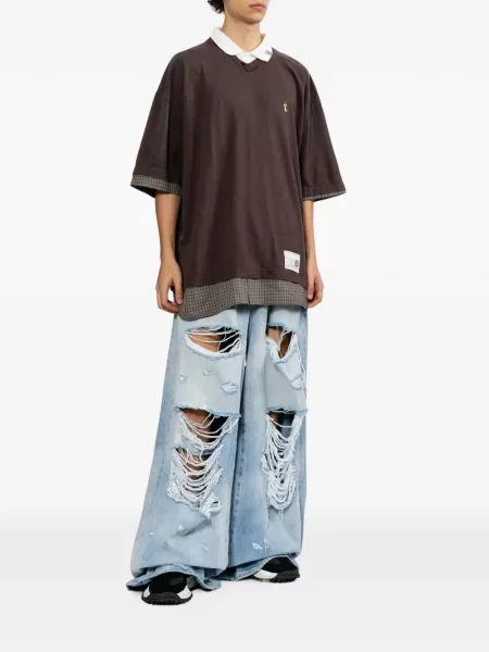 Tricou Maison Mihara Yasuhiro cu broderie maro