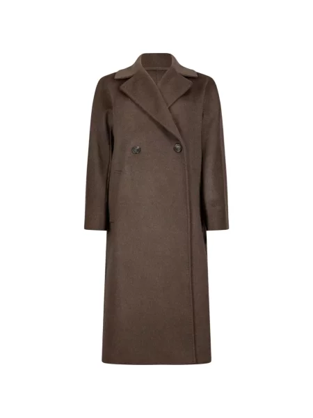 Cu centură palton Weekend Max Mara cu două rânduri de nasturi maro