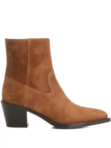 Cizme scurte Stuart Weitzman din piele de căprioară maro