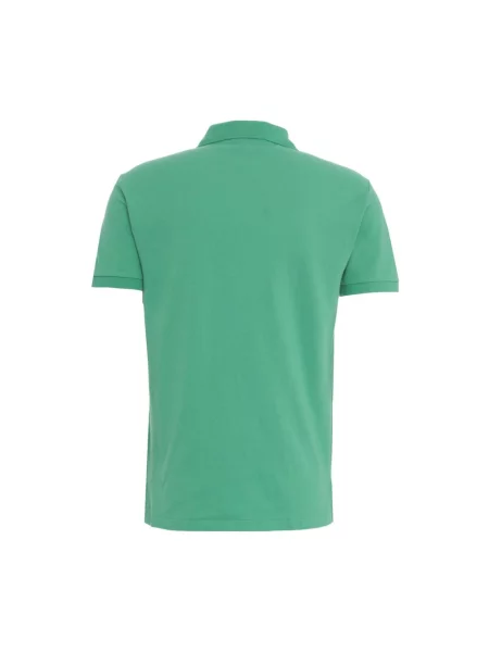 Długa koszulka polo Polo Ralph Lauren z logo z krótkim rękawem zielona