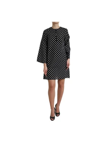 Sukienka mini Dolce And Gabbana w grochy dzwony czarna
