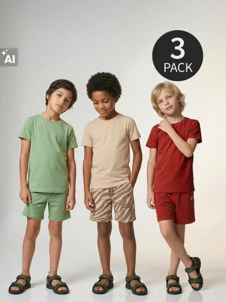 Sinsay Teplákové kraťasy s vysokým podílem bavlny 3 pack zelená