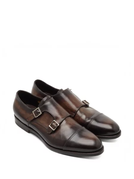 Кожаный презрамки обувки монк Santoni кафяво