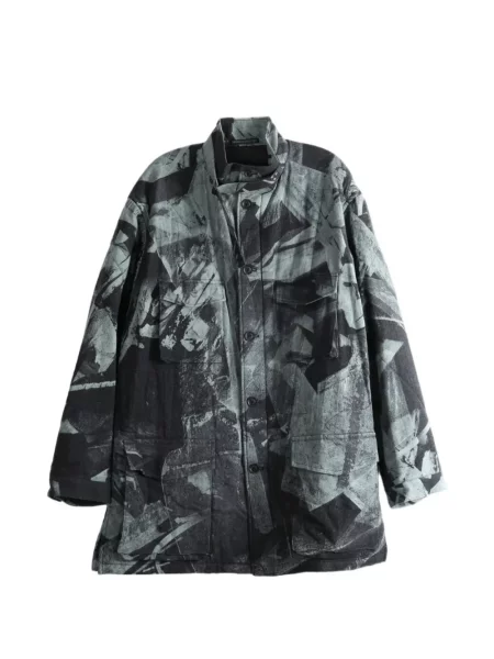 Geacă Yohji Yamamoto cu imagine cu imprimeu abstract negru