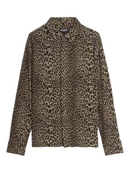 Риза Zadig&voltaire с принт с леопардов принт кафяво