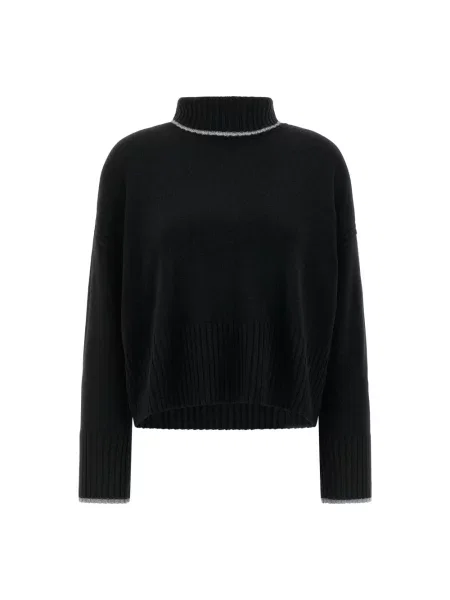 Lniany sweter Pinko czarny
