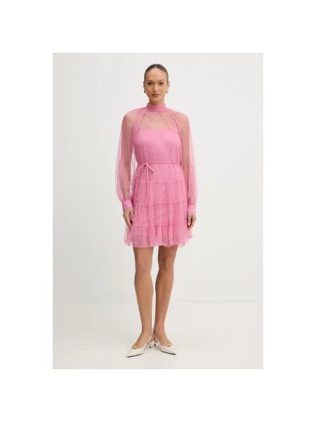 Sukienka mini Twinset w grochy tiulowa różowa