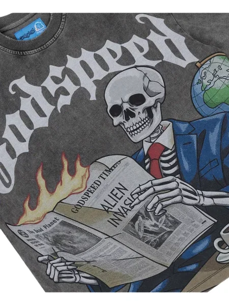 Tricou Godspeed cu imagine gri