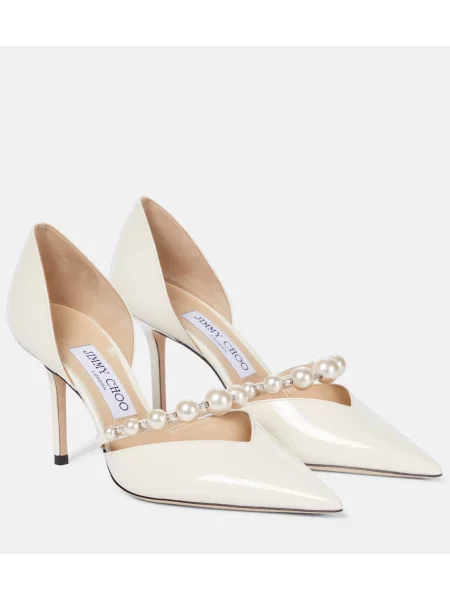 Pantofi cu toc Jimmy Choo din piele de lac alb