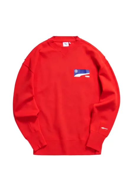 Lung pulover Puma cu decolteu rotund roșu