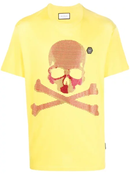 Tricou Philipp Plein cu imagine scurt galben