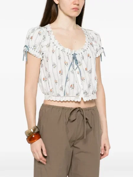 Bluză Dôen cu model floral cu imagine alb