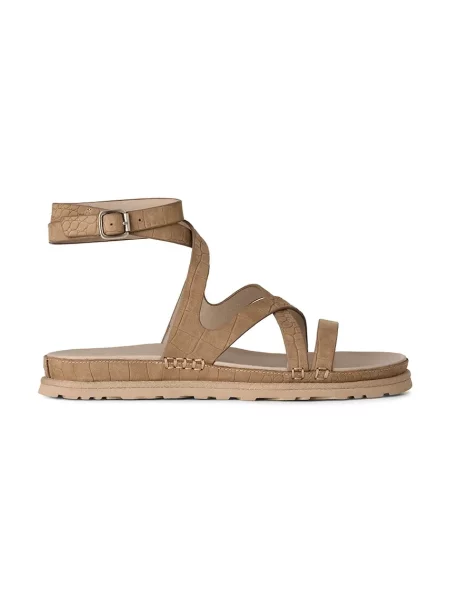 UGG sandale de piele W Goldengaze Embossed Ankle Wrap bej