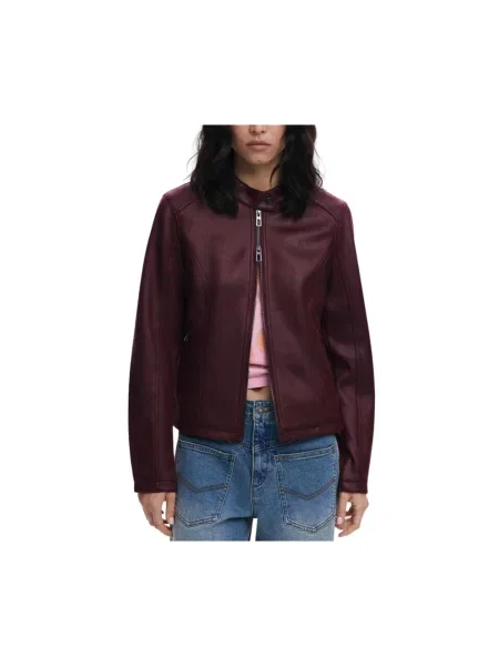 Desigual Kurtka z imitacji skóry Basic Bordowy czerwona