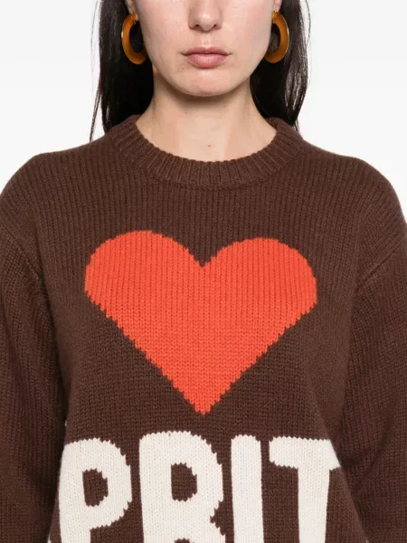 Pulover Mc2 Saint Barth cu motiv cu inimi maro