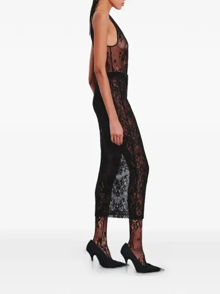 Fustă Wardrobe.nyc cu model floral din dantelă negru