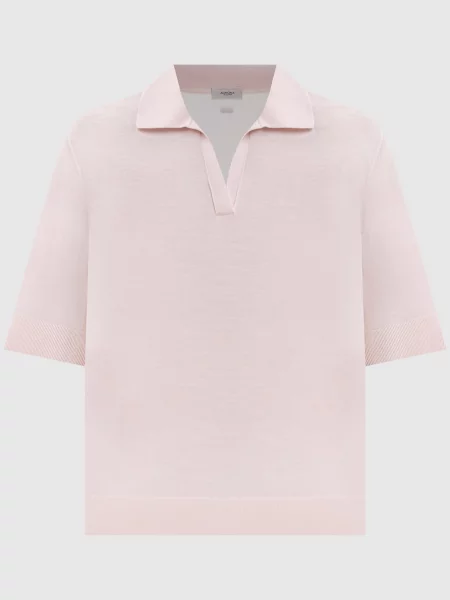 Топ з вовни з коміром-поло Agnona рожевий
