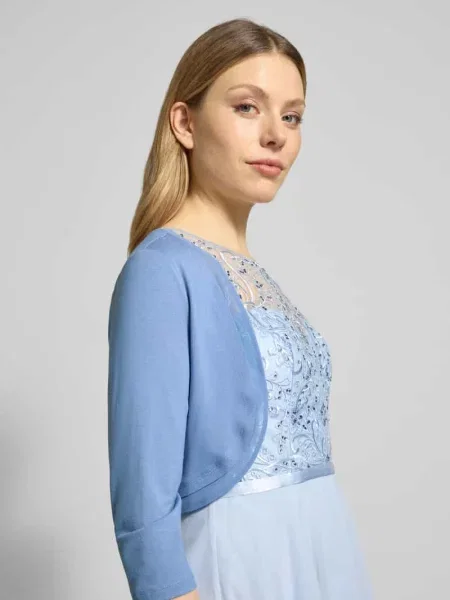 Bolero z mieszanki z rękawem V.m. błękitny