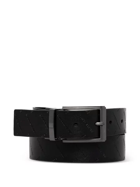 Curea Armani Exchange din piele cu autograf negru