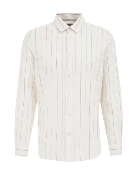 WE Fashion Košile hnědá / šedá bílá