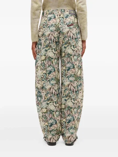Pantaloni Ganni cu model floral din jacard