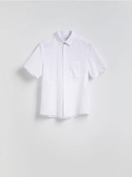 Reserved Cămașă regular cu adaos de in alb