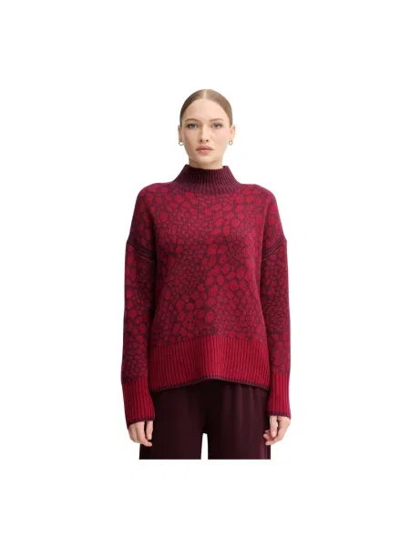 Sweter z golfem Marc Aurel wełniany czerwony