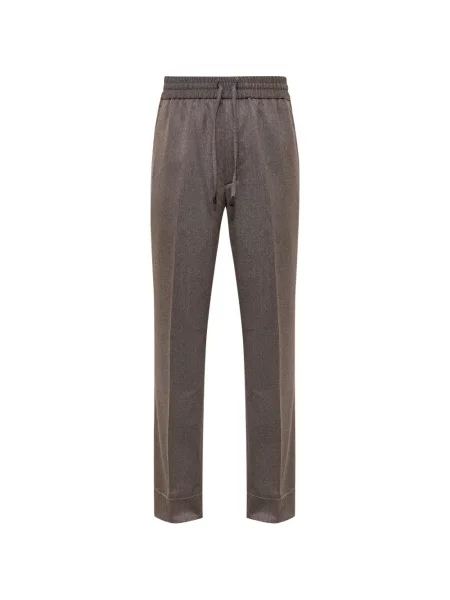 Pantaloni Brioni de lână cu cordon maro