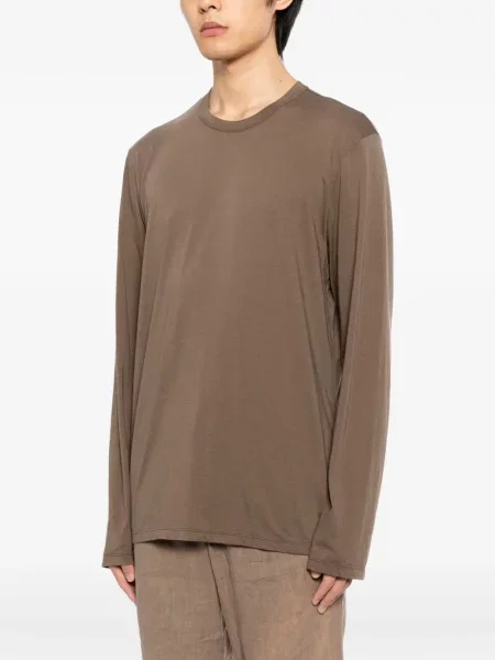 Tricou James Perse cu decolteu în U maro