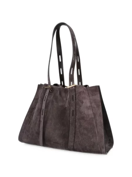 Geantă shopper Minobossi din piele de căprioară maro