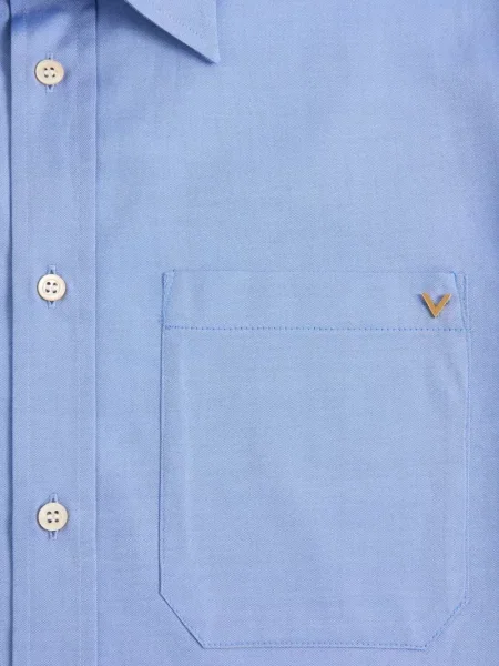 Keprová košile Valentino Garavani modrá