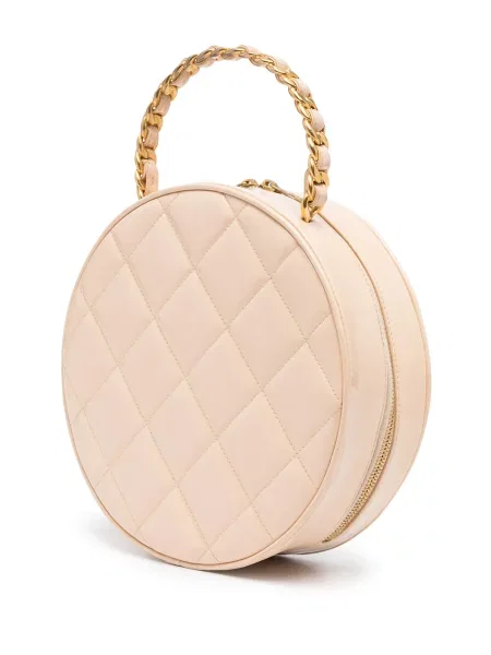 Prošívaný diamant kulatá kabelka Chanel Pre-owned růžový