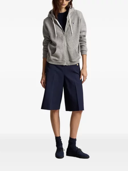 Gulerat cămașă Polo Ralph Lauren cu broderie din poplin gri