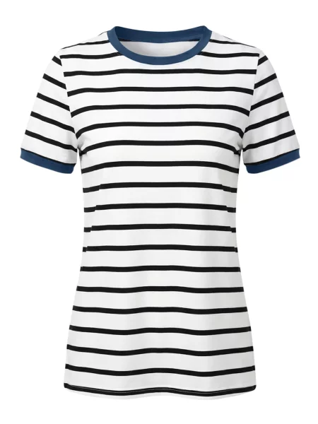 Imily Bela Tricou albastru porumbel / negru alb