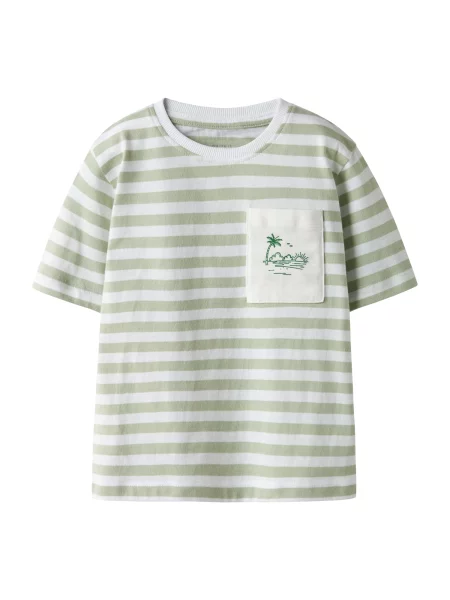 NAME IT Majica NKMJesper pastelno zelena / tamno zelena bijela