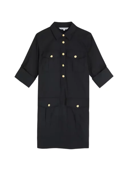 Rochie tip cămașă Veronica Beard de costum negru