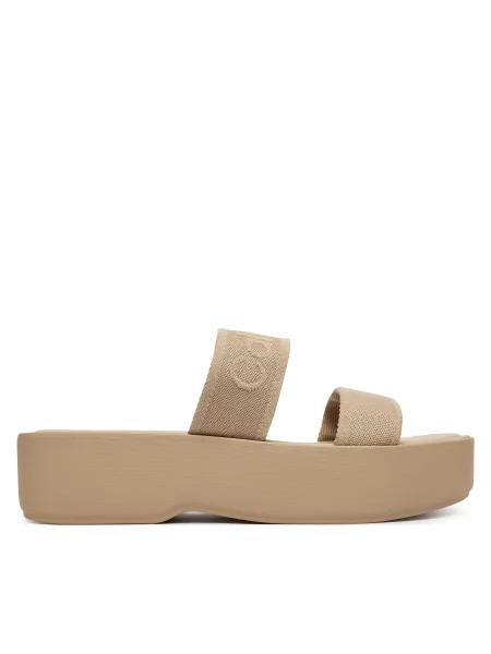 Šlepetės Calvin Klein Flatform Sndl Webbing Smėlio pilka