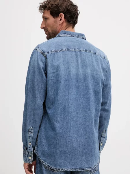 Džínová košile Calvin Klein Jeans regular s klasickým límcem modrá