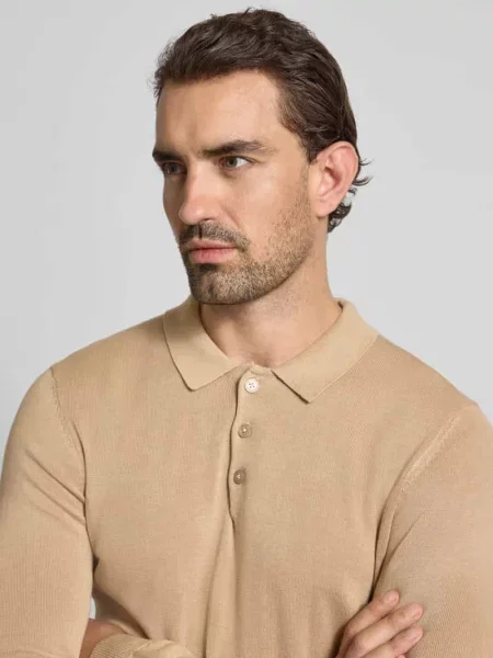 Sweter z dzianiny z czystej bawełny model ‘VALD’ Casual Friday beżowy
