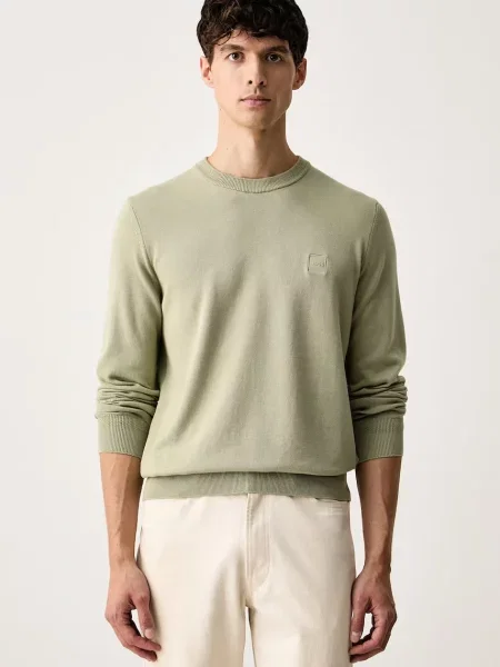 BOSS Orange sweter z bawełną Kanovano_S zielony